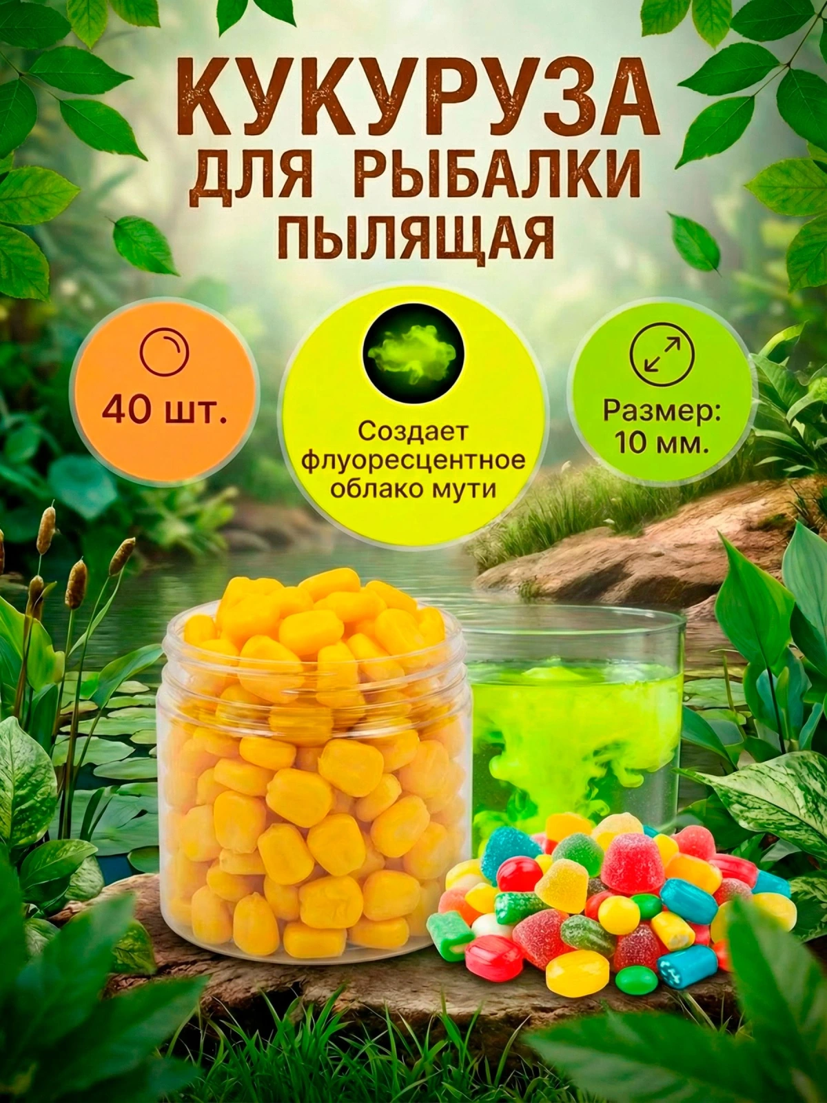 Силиконовая кукуруза поп ап/pop-up приманка плавающие бойлы FisherPro 10мм, Аромат: Тутти-Фрутти, рыболовная насадка на крючок, искусственная наживка для рыбалки на карпа