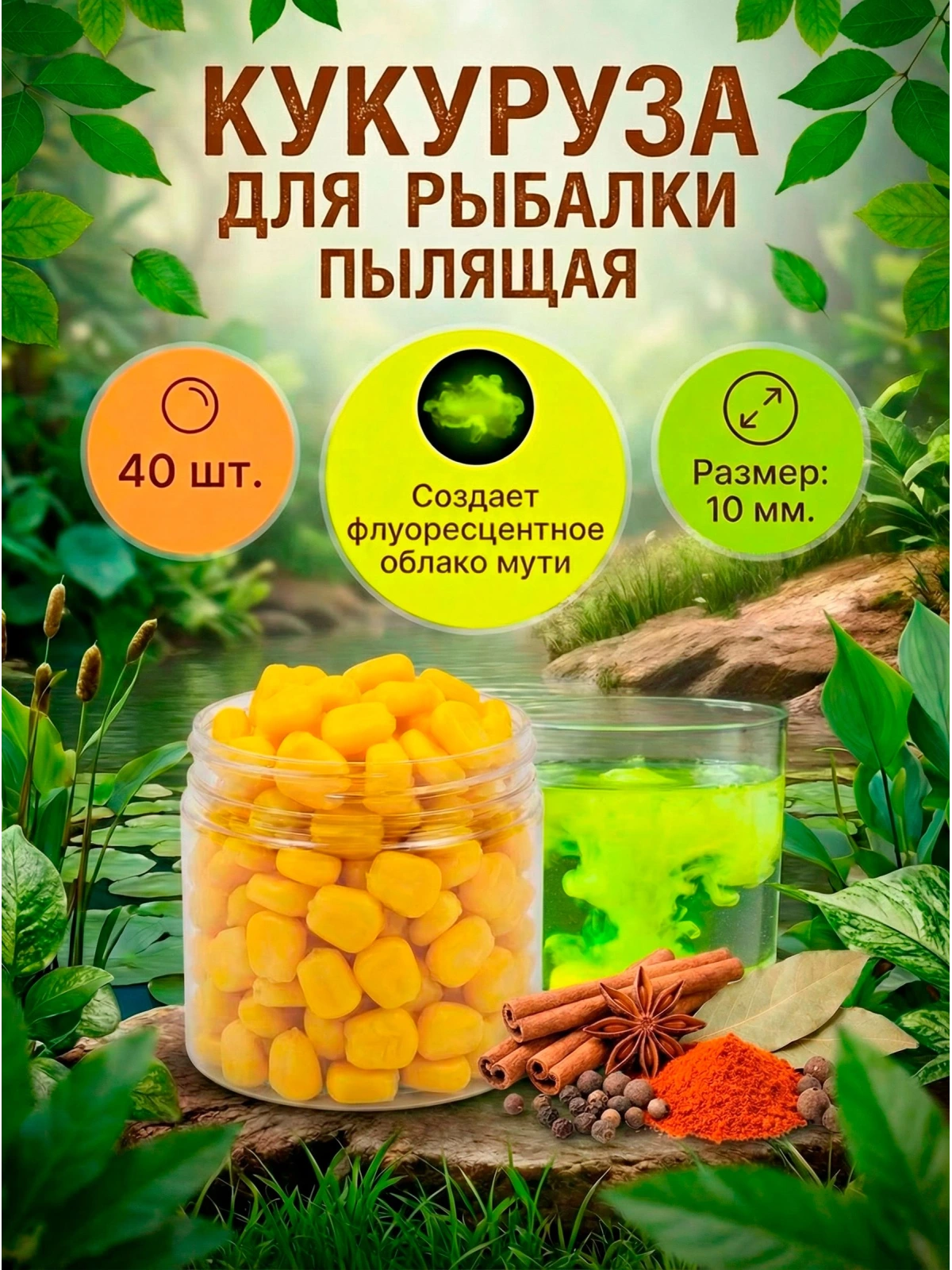Силиконовая кукуруза поп ап/pop-up приманка плавающие бойлы FisherPro 10мм, Аромат: Специи, рыболовная насадка на крючок, искусственная наживка для рыбалки на карпа