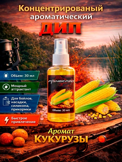 Аттрактант спрей (дип) для рыбалки с ароматом Кукурузы, 30 мл