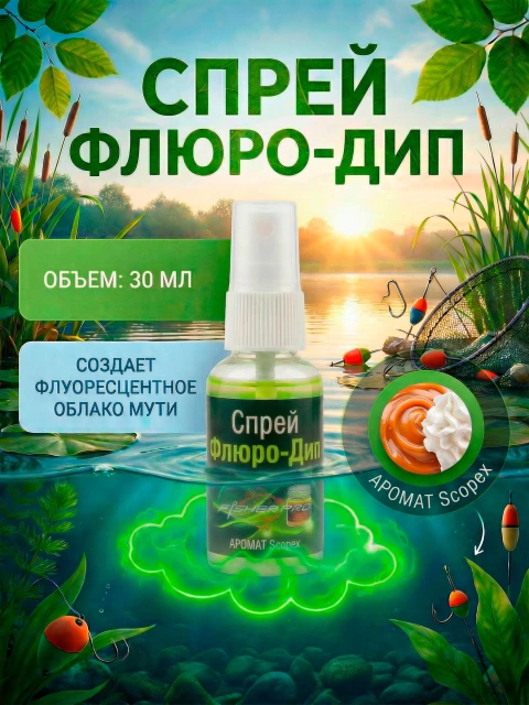 Флуоресцентный ароматический дип для рыбалки с ароматом Scopex, 30 мл